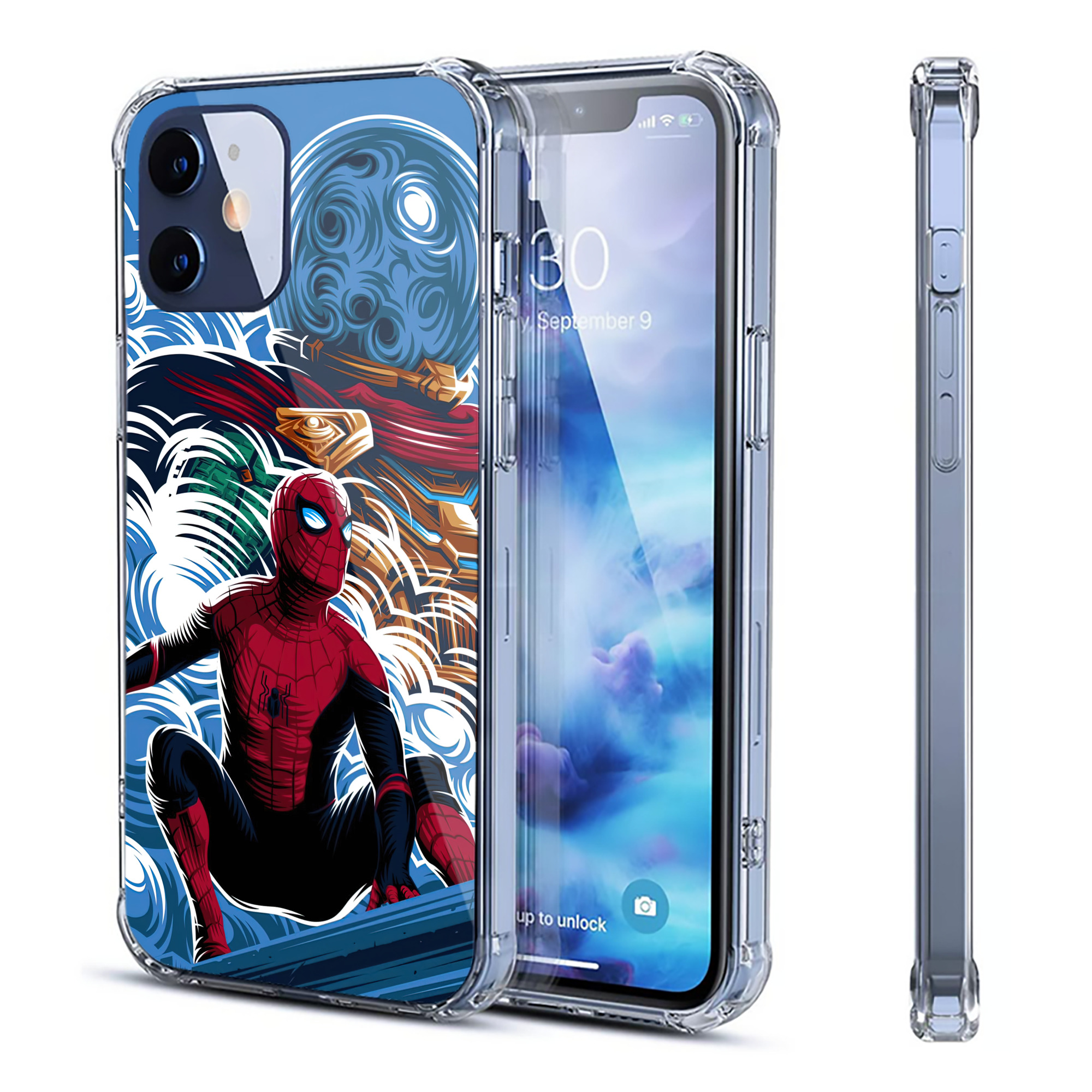 （画像用） Spider Man スパイダーマン 【iPhone 12シリーズ対応】透明スマホケース（クリアソフトケース）